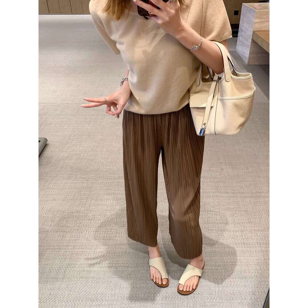 In Stock Su Yinyin Same Style Lazy Loose Genuine Leather Toe Post Flat Slippers for Women Summer Outdoor Fashion Sandals