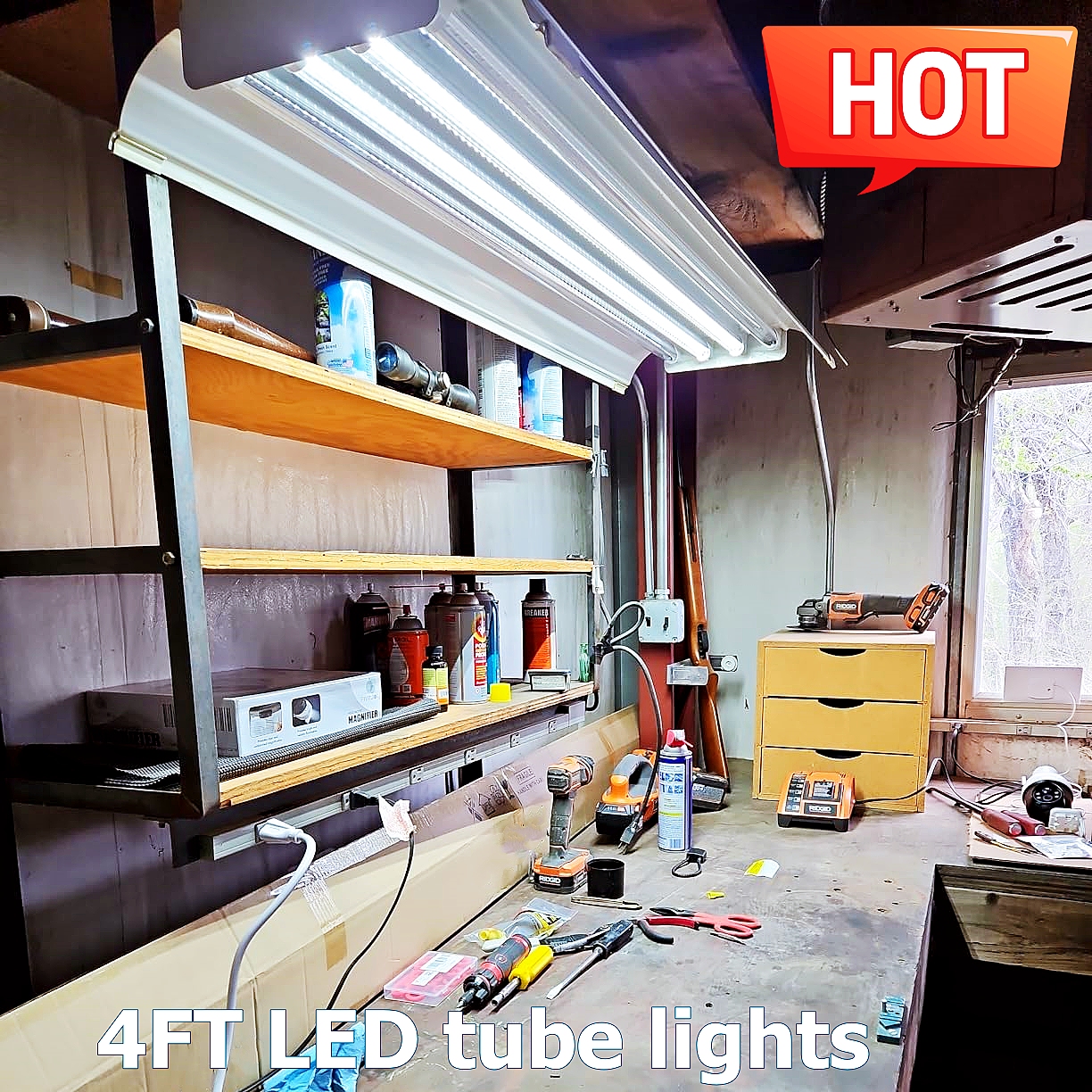 LED G13 Bulbs Tubes 4 Feet FT 4ft LED Tube 18W 22W T8 Fluorescent Light 6500K Cold White Factory Wholesale US Stock CNSUNWAY LIGHTING Garage Shop Ceil
