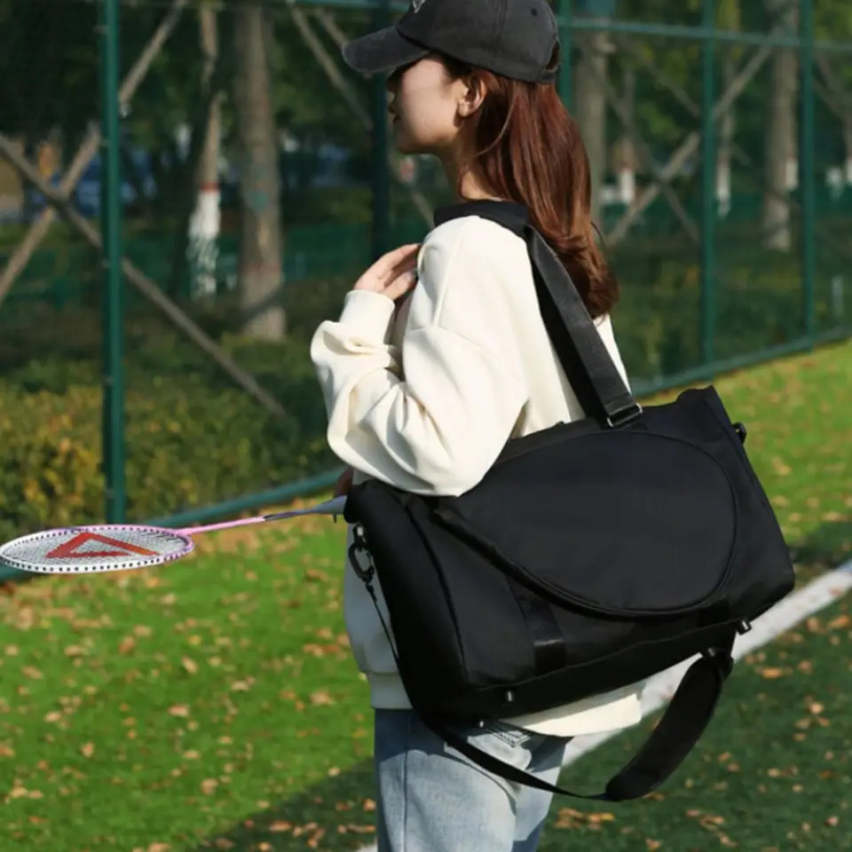 Large Capacity Tennis Racket Bag with Handle Multi-layer Tennis Shoulder Bag Adjustable Pure Color Sports Fitness Bag Women Men 250528