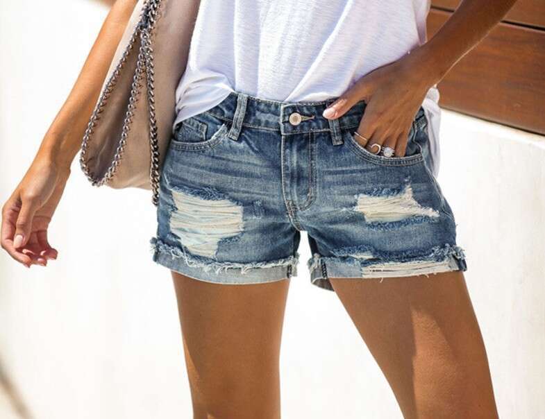 Shorts Women Denim Shorts Summer High Waist Ripped Washed Denim Shorts Women Hot Pants Jean Shorts
