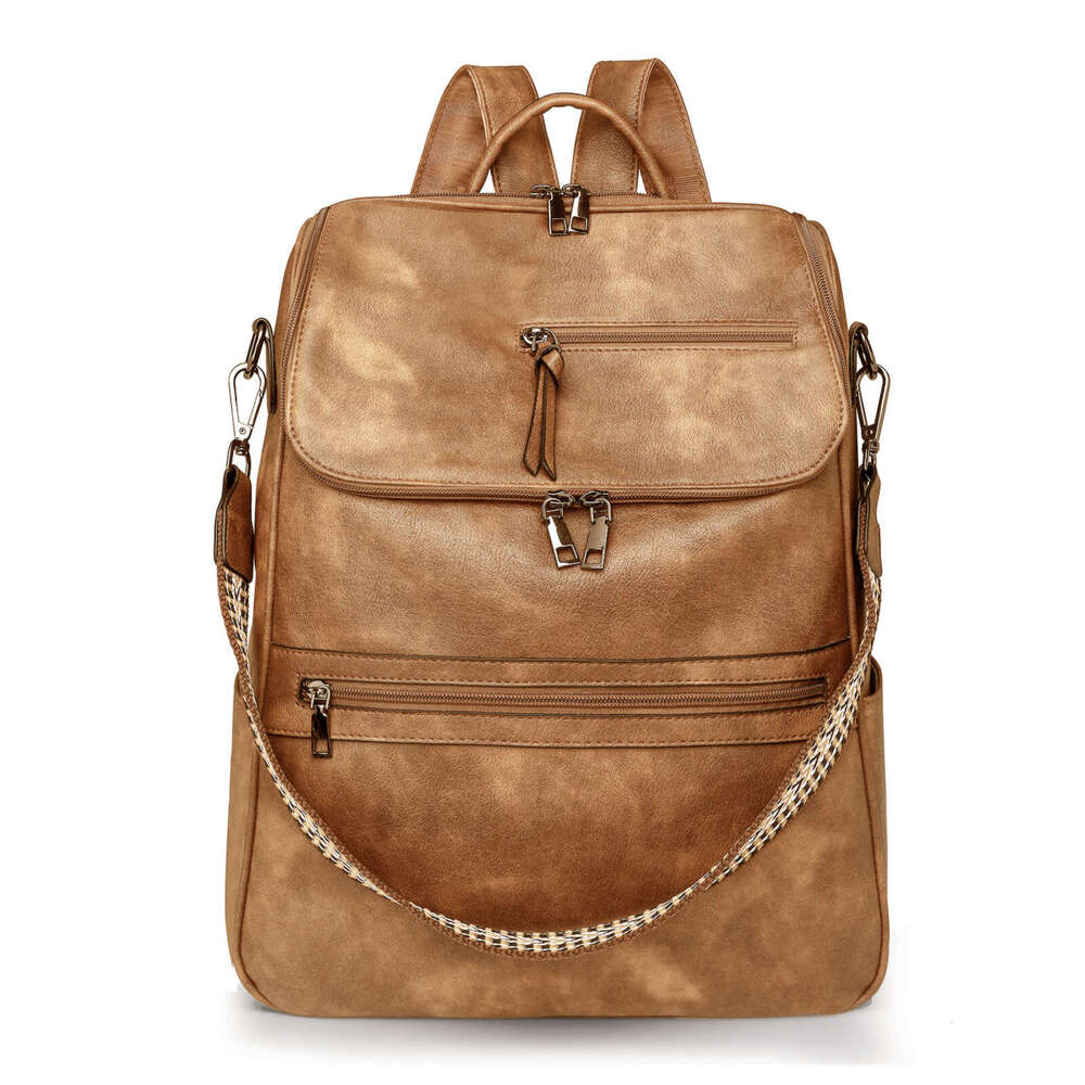 New Casual PU Lightweight Travel For Women High-End Fashion Versatile Large Capacity Ladies Backpack B5