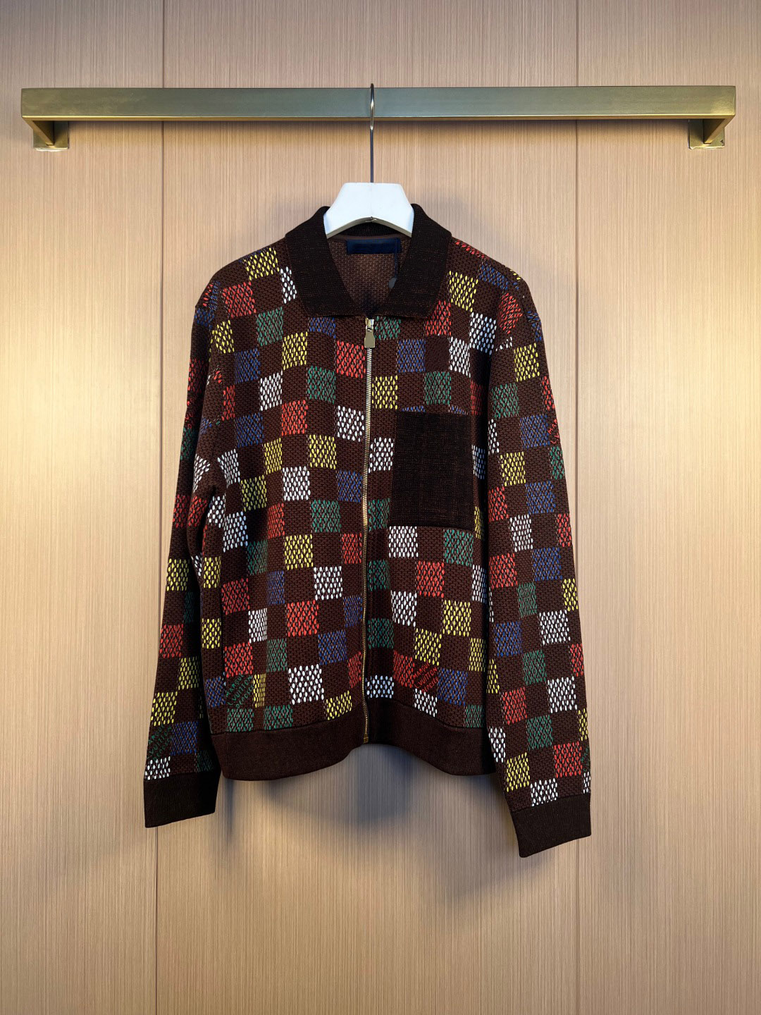 Spring and autumn higend brand mens jacket fashion colorful plaid jacquard design US size knitted cardigan high quality designer jacket