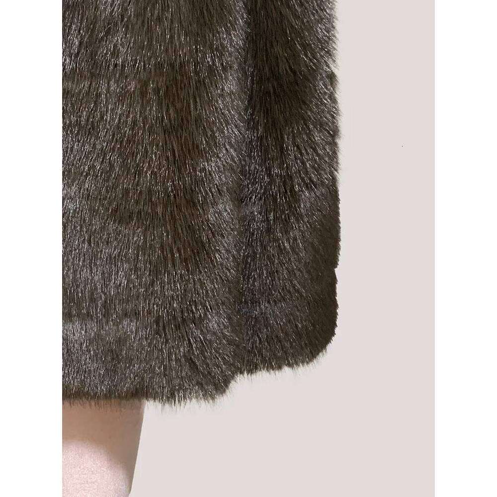 Mauroicardi Autumn Winter Thick Warm Soft Hairy Shaggy Striped Faux Sable Fur Coat Women with Deep V Neck Elegant Fluffy Jacket