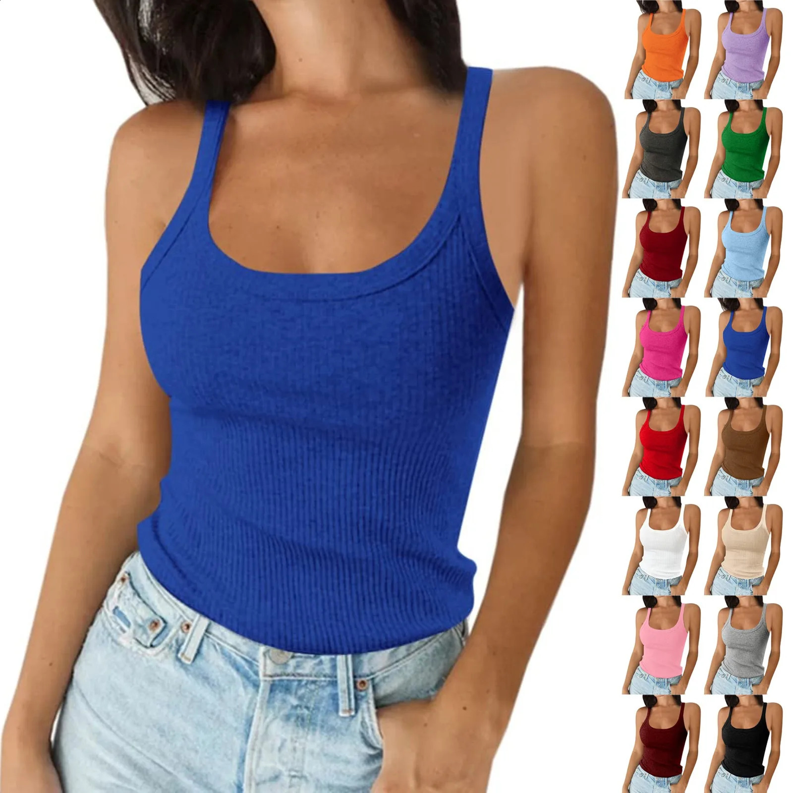 O Neck Summer Knit Vest Sleeveles Sexy Basic T Shirt Off Shoulder Ribbed Tank Tops Casual 2025 Outfits Tight 250527