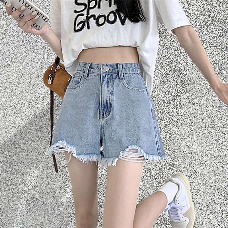 Shorts Women Denim Shorts Women S Denim Shorts INS Style Summer New Plus Size Thin Niche Internet Celebrity Frayed High Waist A Line Hot Pants Trend J