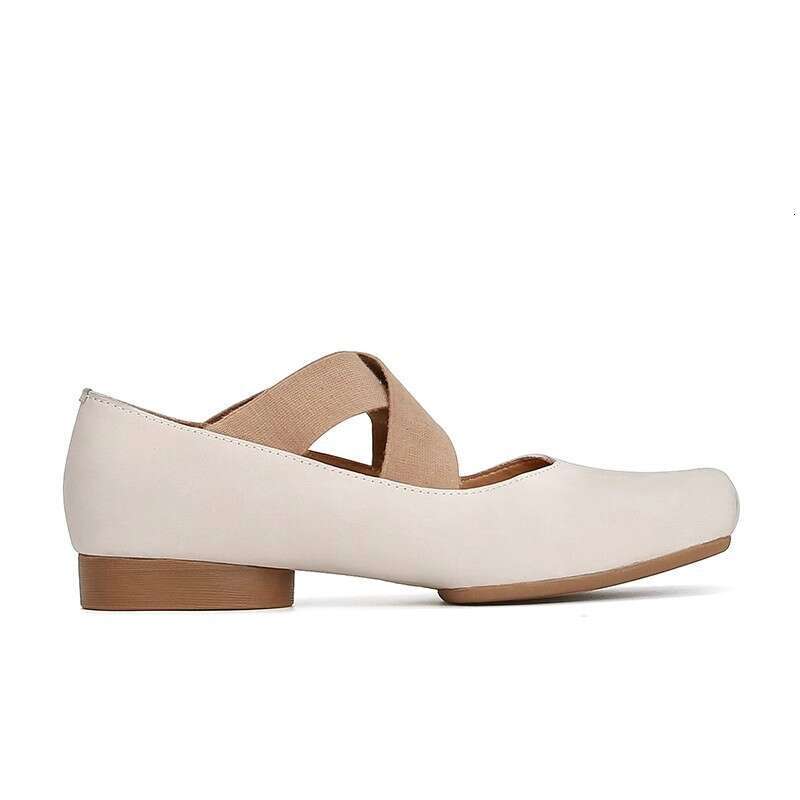 Su Yinyin Style Cross Lace Ballet Flats for Women Low Heel Square Toe Mary Jane Shoes Spring Autumn New Model