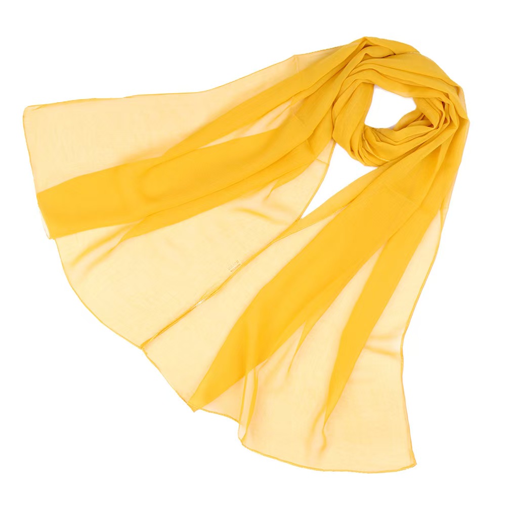 LLLL Spring and Summer solid color scarf drape soft Georgette long chiffon scarf female body performance scarf