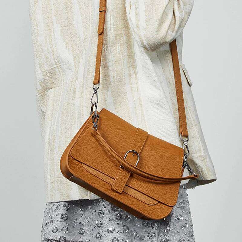 Toptrends Natural Genuine Leather Saddle Crossbody Bags For Women 2025 Designer Flap Shoulder Purses Tote Ladies Handbags