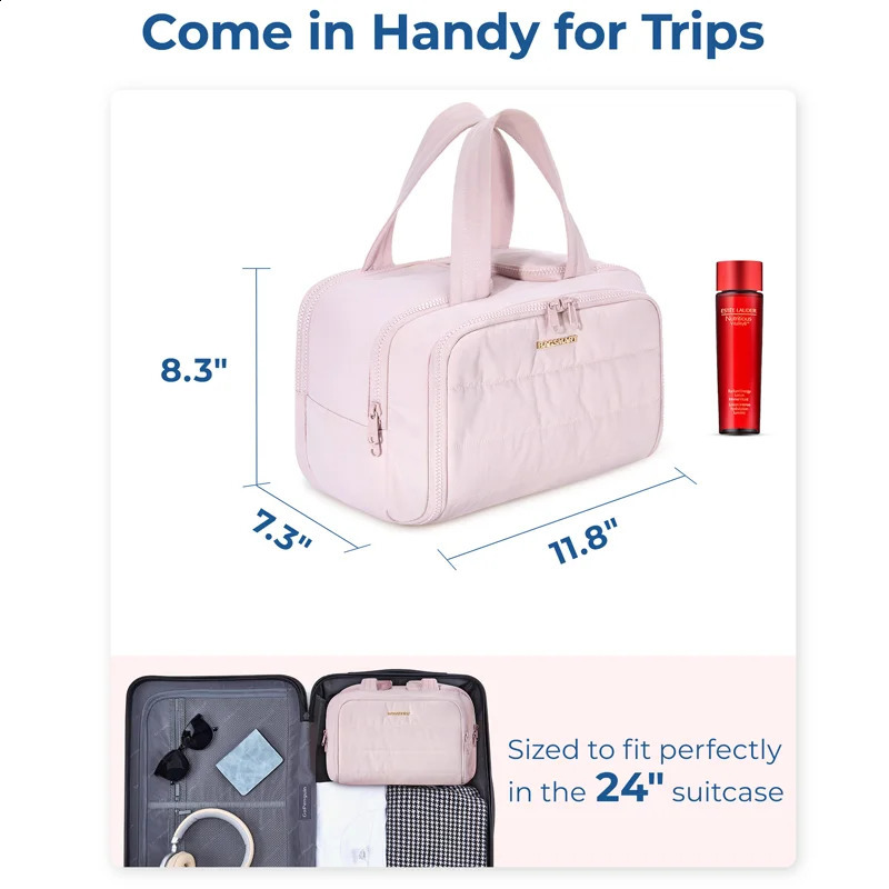 BAGSMART Makeup Bag Travel Toiletry Cosmetic Women Lightweight Essentials organizer Large Capacity pouches 250528