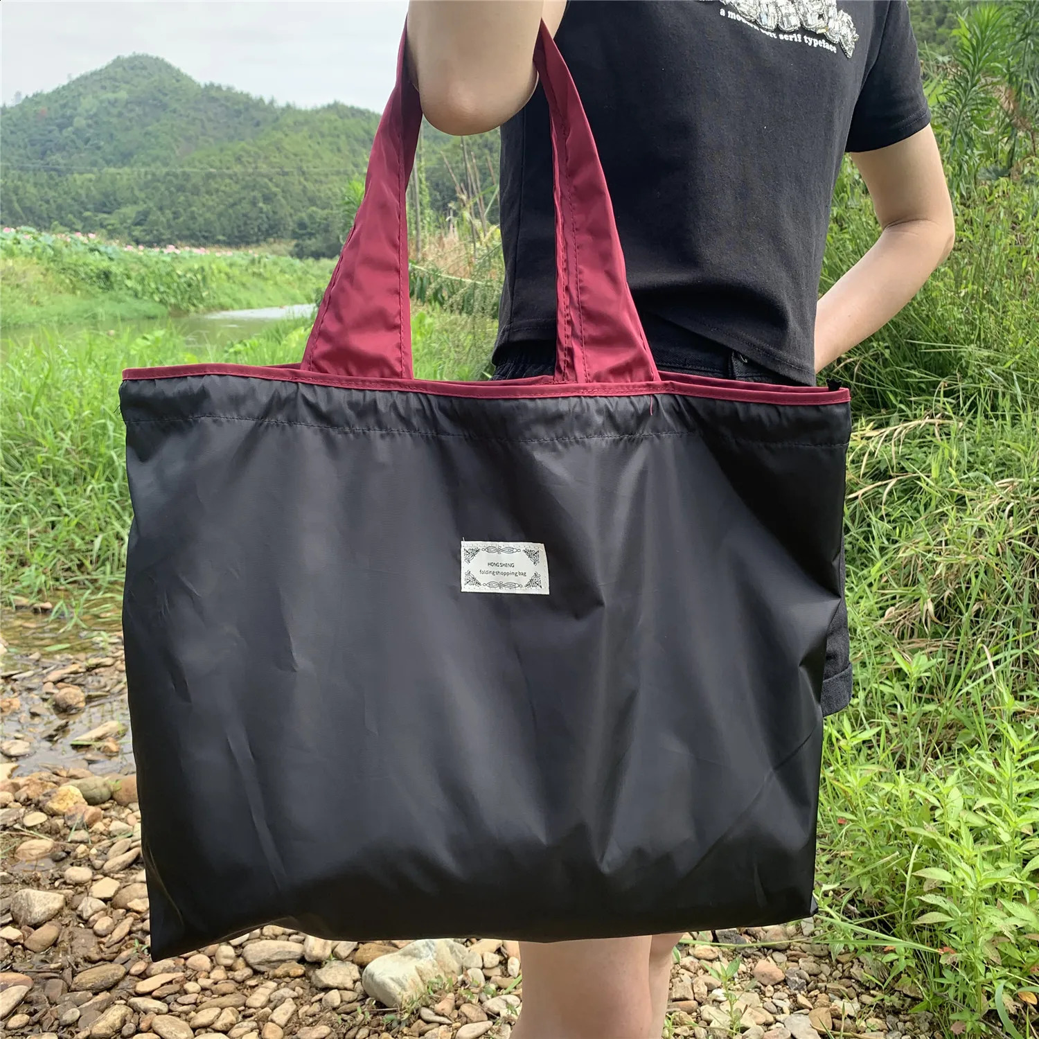 Women Large Foldable Shopping Bag Fashion Reusable Grocery Storage Portable Shoulder Handbag for Travel Pocket Tote Bags 250528