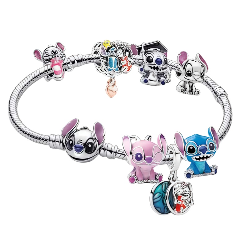 Bracelet 2025 new Summer PandoraCharm Bracelet for women Stitchs Angel Wonderful Cartoon pendant DIY Charms Bracelet Luxury Jewelry with box
