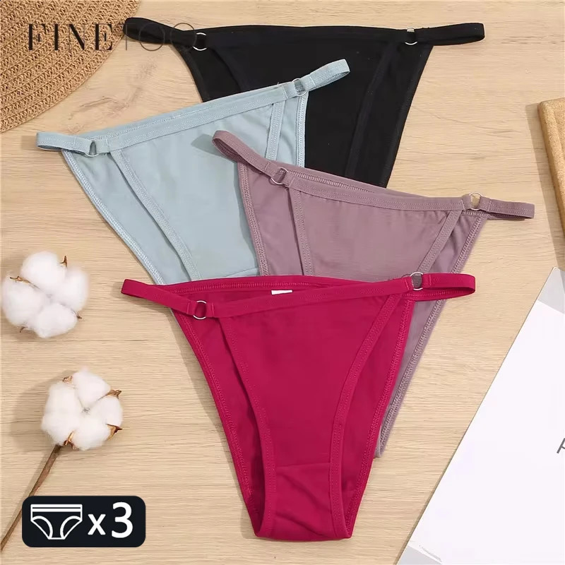 FINETOO 3Pcsset Cotton Briefs Pantie Sexy Low Waist Underwear M2XL Ladies Underpants Soft Feamle Lingerie 2024 250526