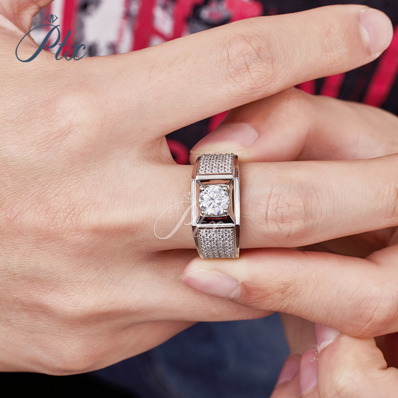 Fine Jewelry Sample Men Couple Ring 14K White Gold Plated Ice Out Vvs Moissanite 925 Sterling Silver Engagement Diamond Rings for Wedding Party