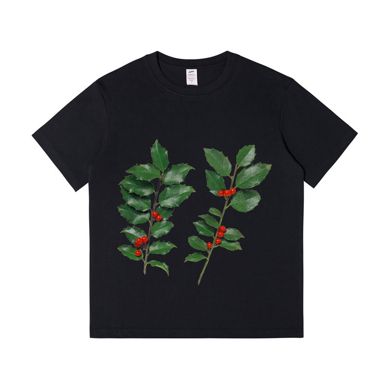 tengyu97 Designer Plant Printed Summer O-neck Short-sleeve Women T-shirts Casual Black White 100% Cotton S M L XL XXL XXXL Oversized Female Tops 2025 