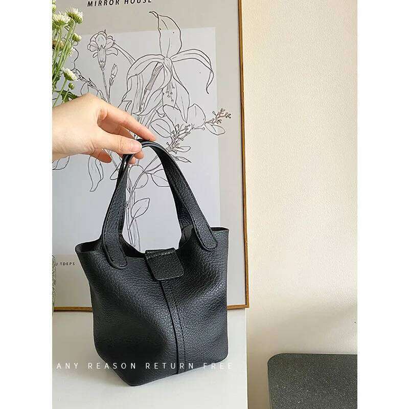 Soft Leather Handbag New Trendy Leisure Bucket Versatile Single Shoulder Crossbody Bag