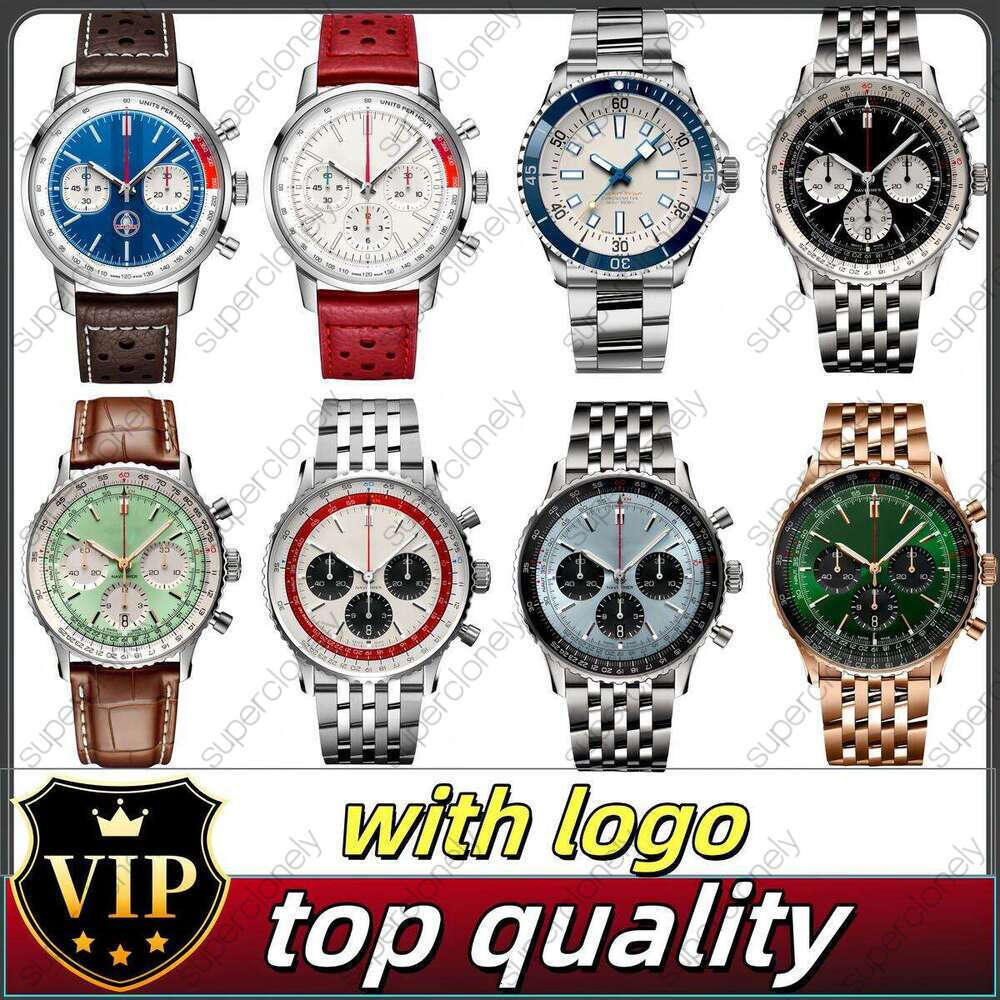 Breitlngn Watch Designer Elegant Mens Timepiece Watch Man Watch High Quality Navitime Chronograph Blue Dial Leather Band Watch Movement Automatic Quartz Watch 540