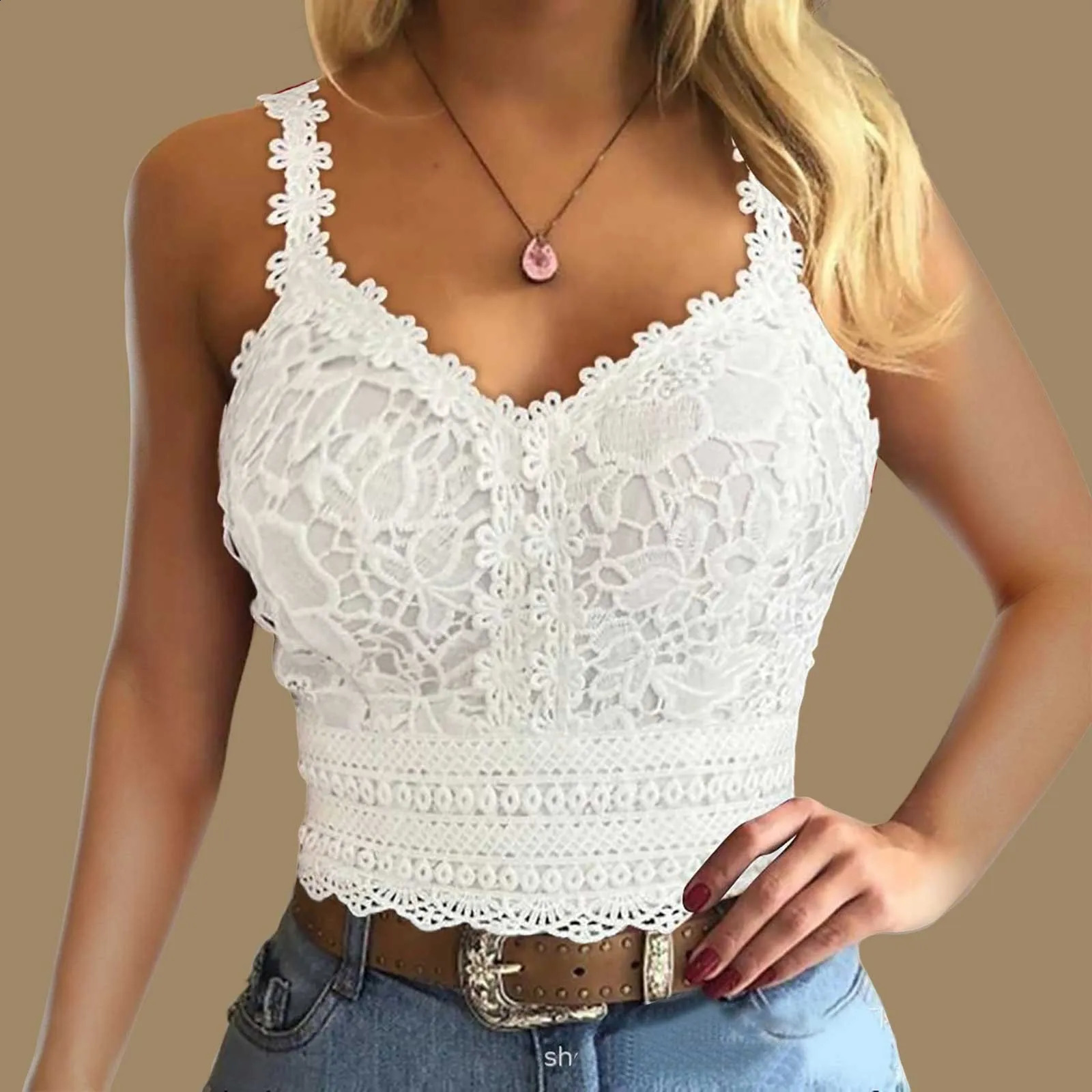 Active Tops For Women Fashion Lace Strap Splice V Neck Tank Vest Shirt Crop Top Female Streetwear Y2k Cropped Basics Tees 250527