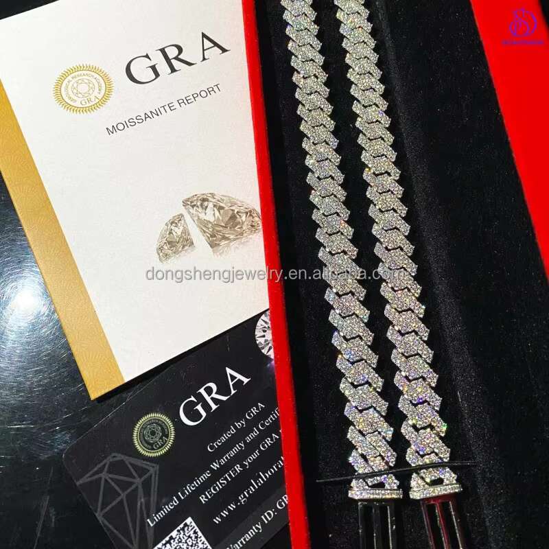 Bust Down Heavy Men Necklace 925 Silver Hip Hop Iced Out Vvs Lab Diamond Moissanite Cuban Link Chain Miami Cuban Chain