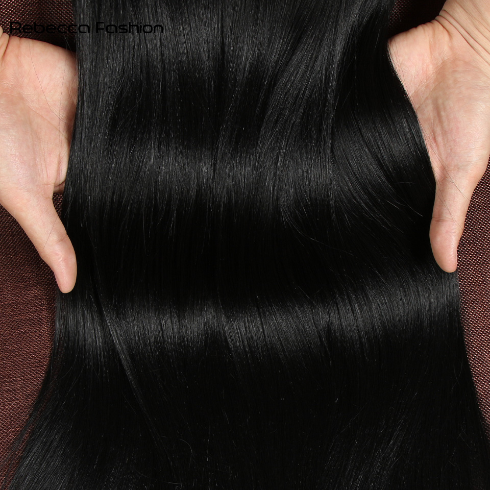 Rebecca Fashion Straight Synthetic Front 13*6*1 For Women 38 Inch Long Ombre Brown Red Blonde Hightlight Lace Frontal Wigs Cosplay Wig