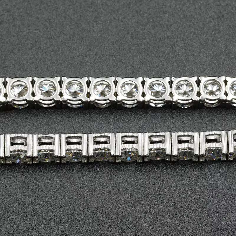 Factory Customize 925 Sterling Silver With Gold Plated 5mm Moissanite Necklace Tennis Chain Hip Hop Tennis Necklace for Men