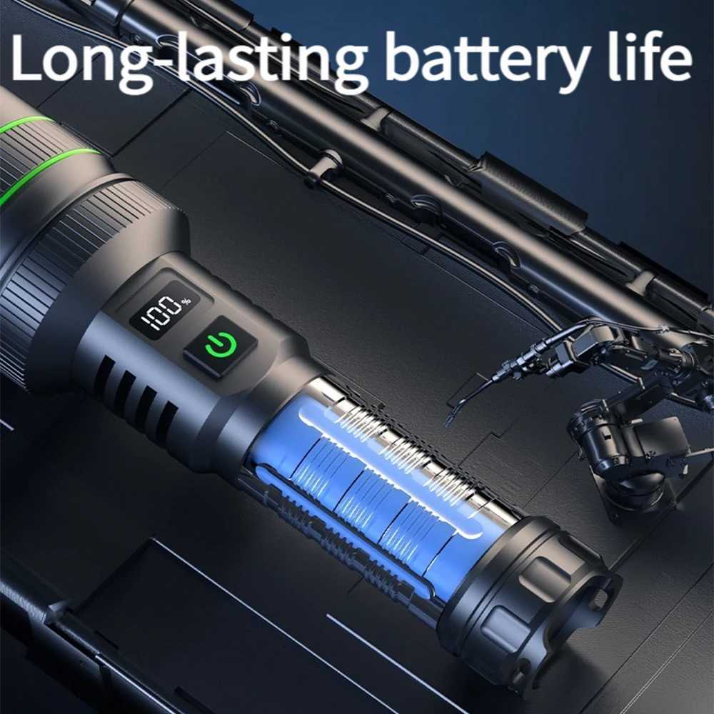 Strong Light Lantern High Power LED Flashlight USB Rechargeable Powerful Tactical Torch Super Long Range Lamp Outdoor FishingXJ250529