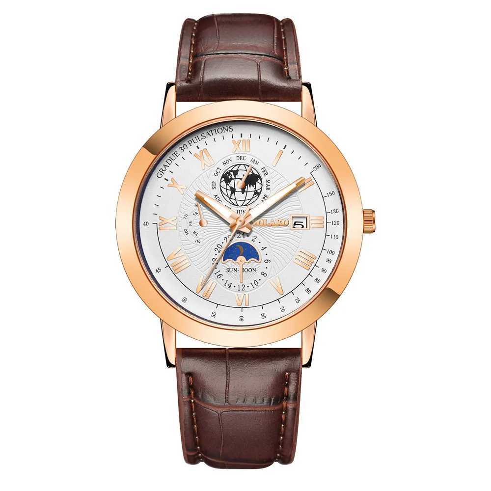 UTHAI H150 Mens Quartz Watch Roman Earth Design Calendar Clock Black Leather Band Boys Student Light Luxury Fashion Watches W250529