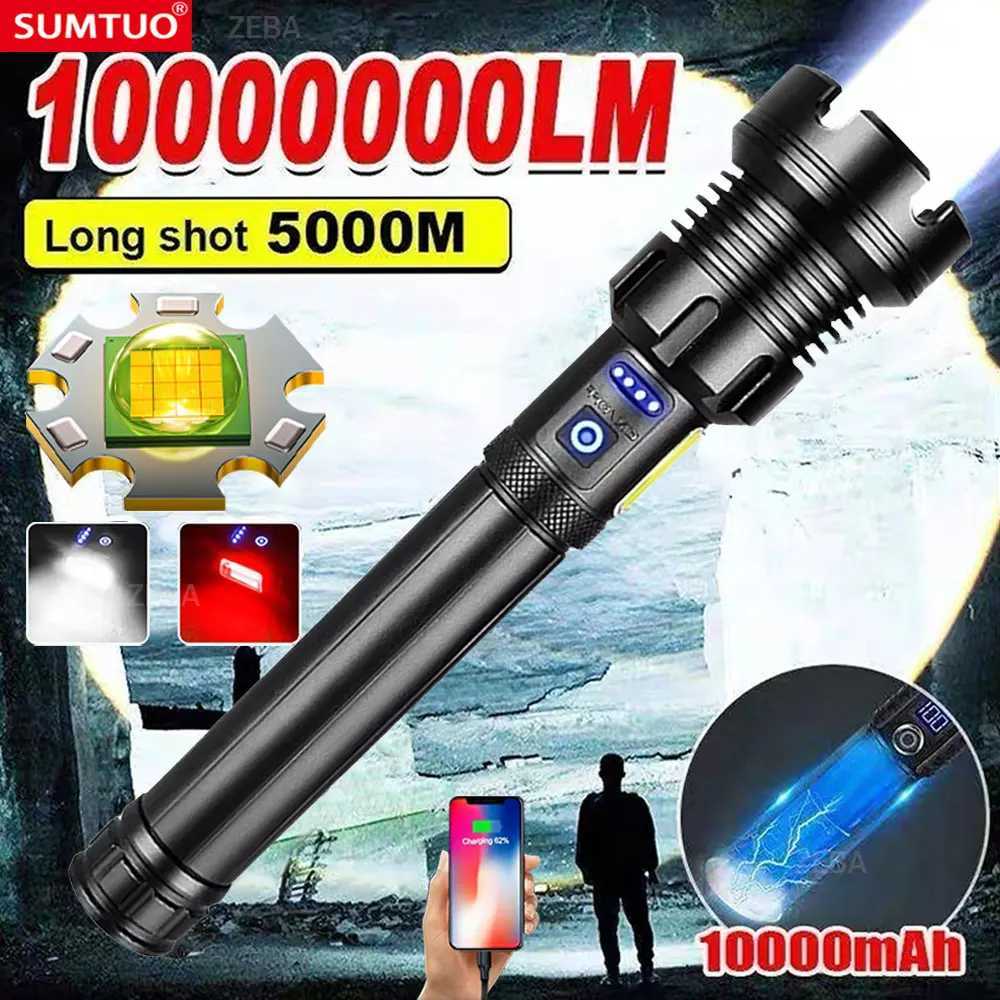 2025 Nev 5000mah HFPZ90 Gig Power LED Flashlights100000LM Ultra Powerful Flashlight Rechargeable Lantern Outdoor Camping TorchXJ250529