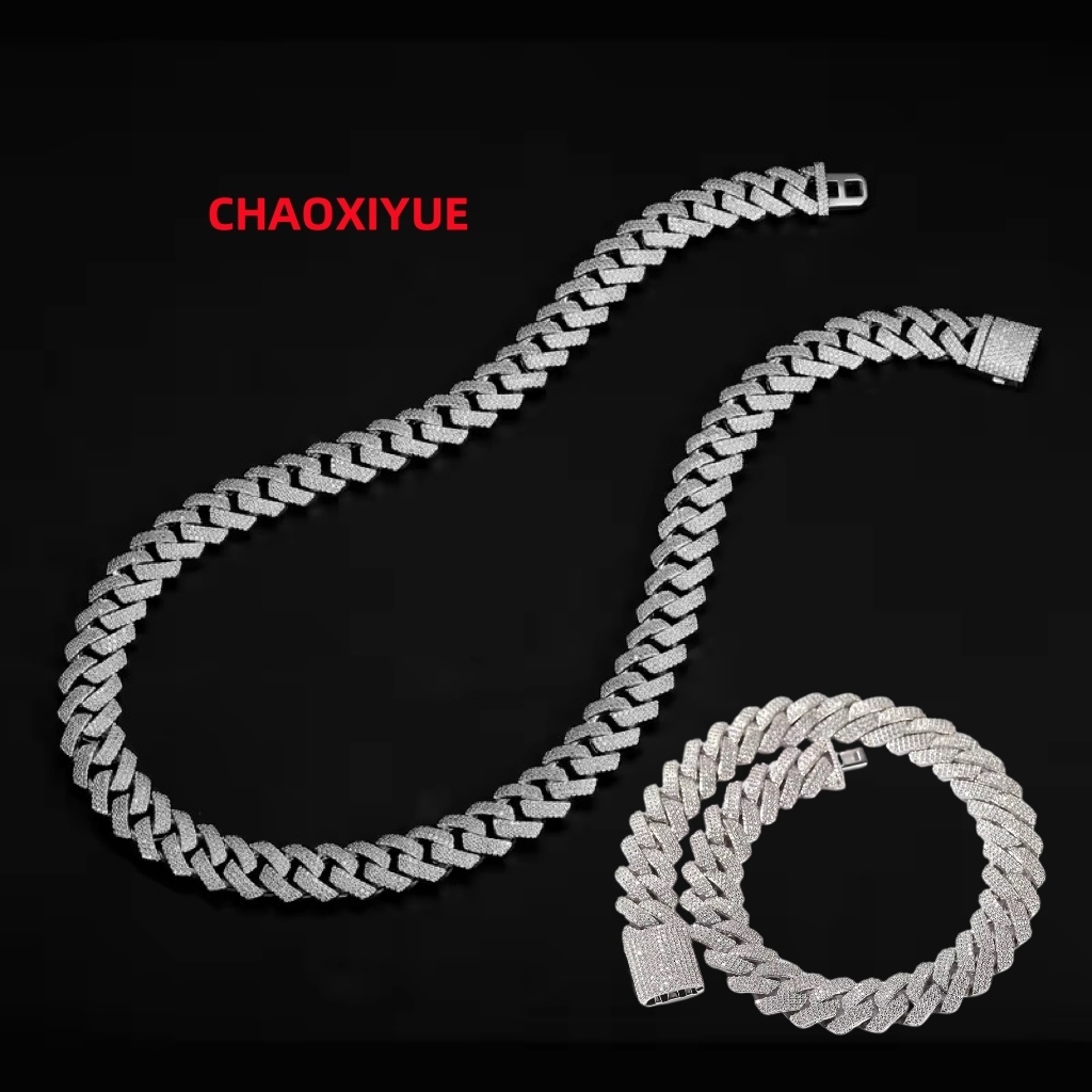 Mans Hiphop VVS Diamond Mossanite Bracelet 6mm 8mm 10mm 12mm 15mm GRA S925 Silver Necklace Moissanite Cuban Link Chain