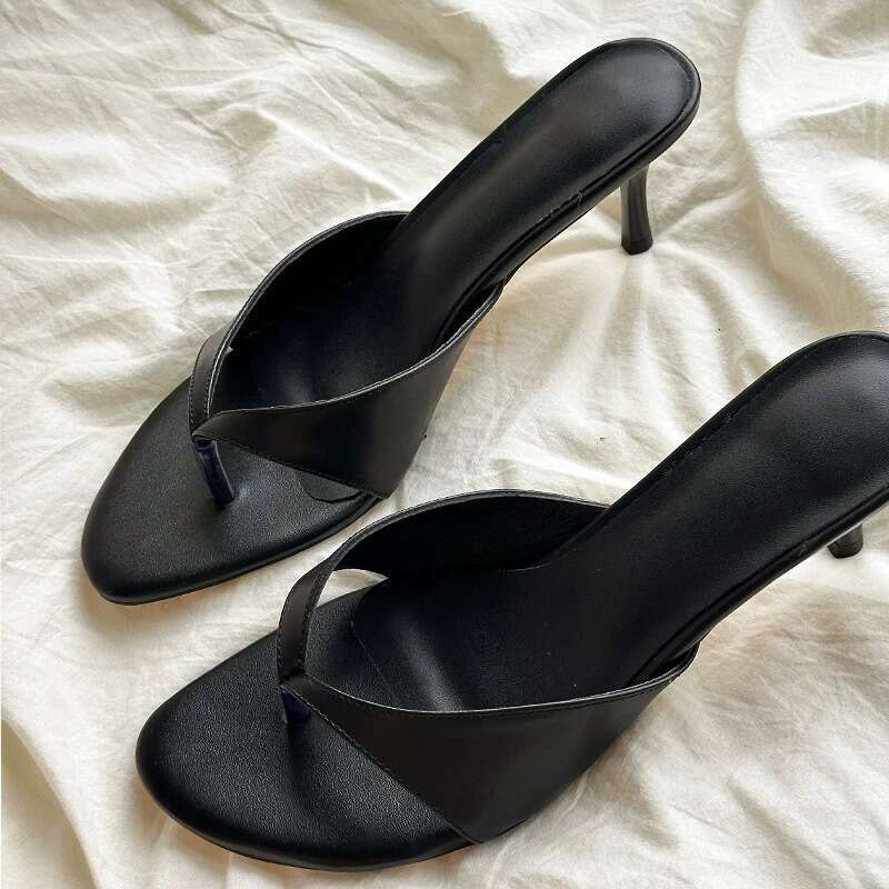 Cowhide Version ~ French Style Elegant Thin Toe Clip for Women Outdoor 2025 Summer New High Heel Sandals