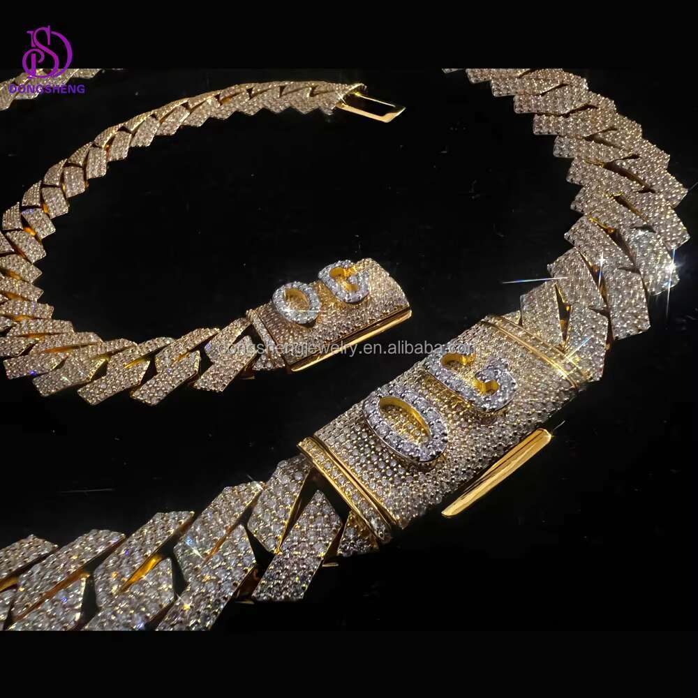 18mm Miami Cuban Link Chain Necklace 925 Silver Plated 18k Gold Men Hip Hop Rock Cuban Link Chain Fashion Jewelry