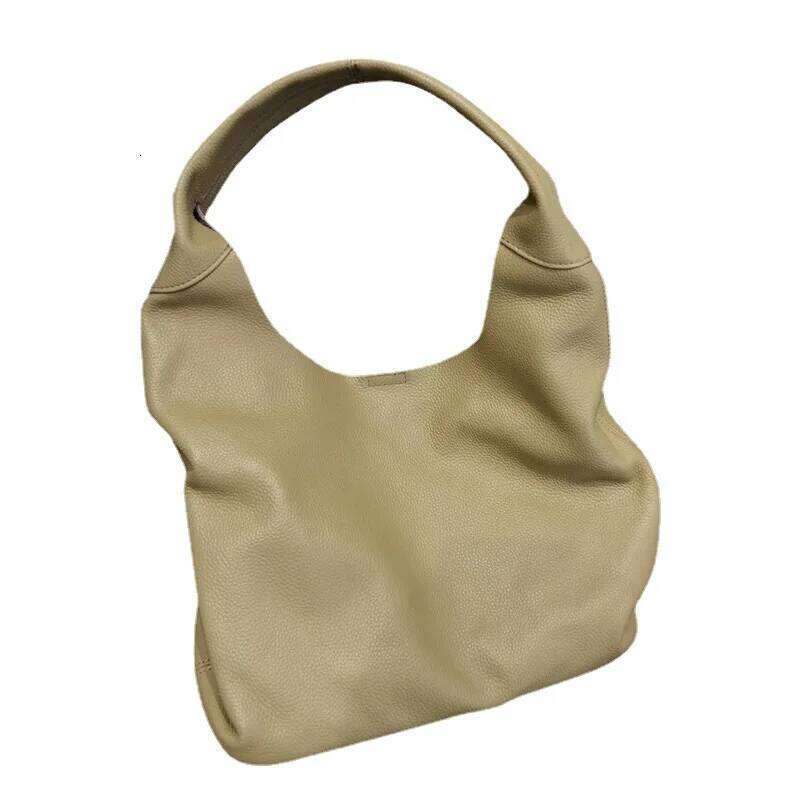 Famicare Full Grain 100% Genuine Leather Bag For Women Lady Female Shoulder Soft Cowhide Tote Bucket Handbag Large Capaci