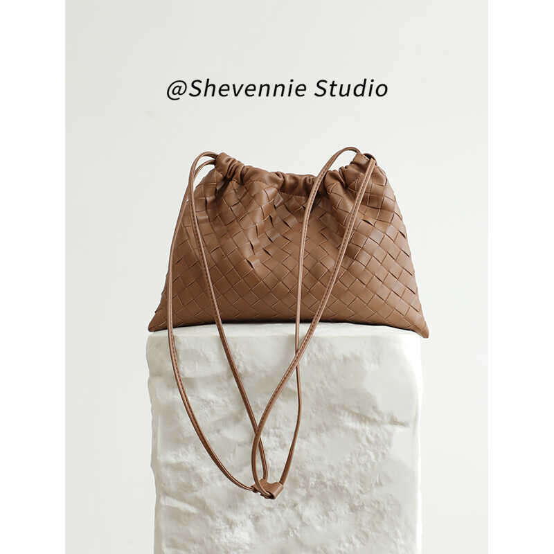 Tote Bag Braided Handbag Genuine Leather Trash Single Shoulder Underarm Handheld Drawstring Lucky Casual Crossbody Fashion Women S Bag Shoulder Bag