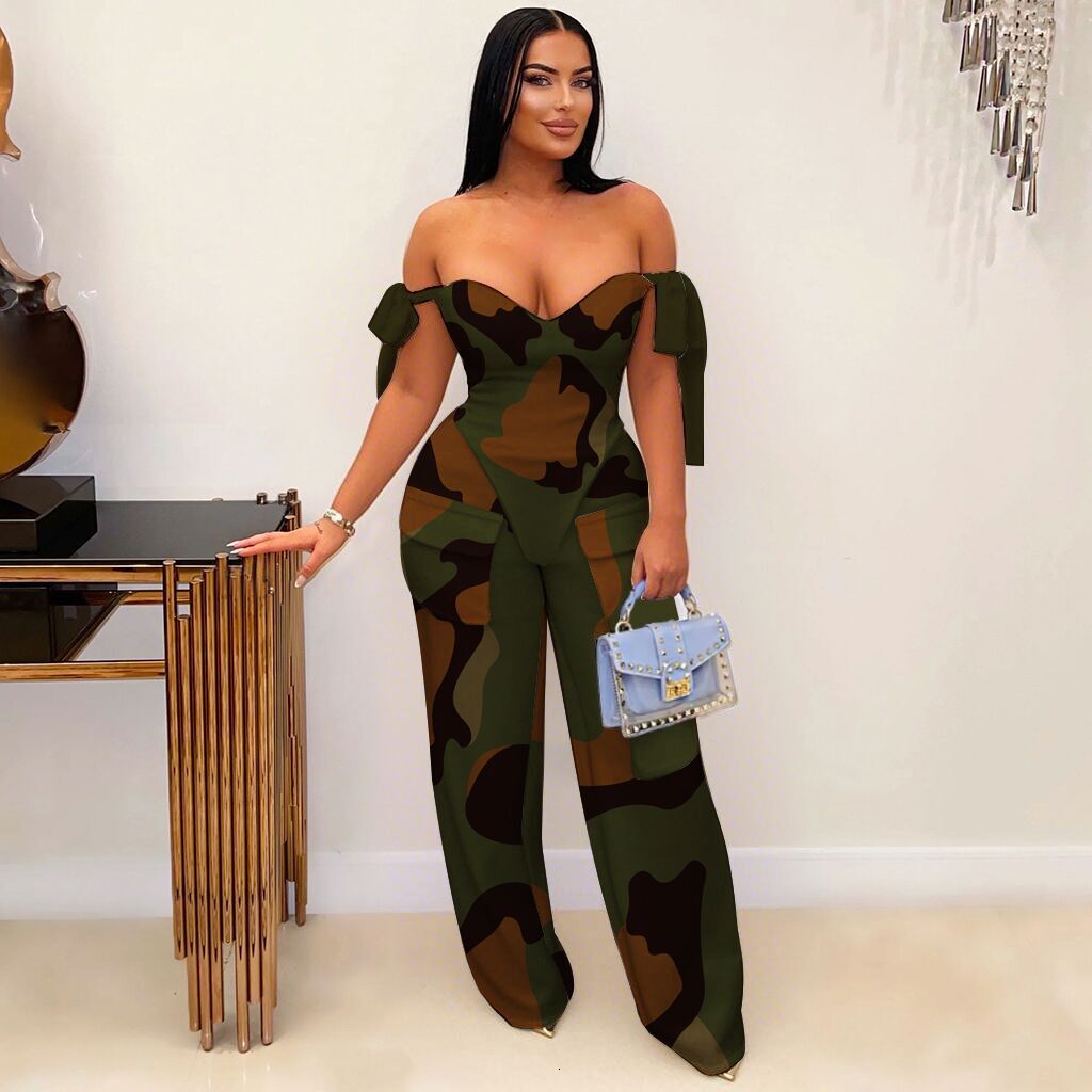 Women Tracksuits Two Pieces Set 2025 New Fashion Printed Oil Painting Pattern Strap Drawstring Multi Pocket Pants Set 6 Colors