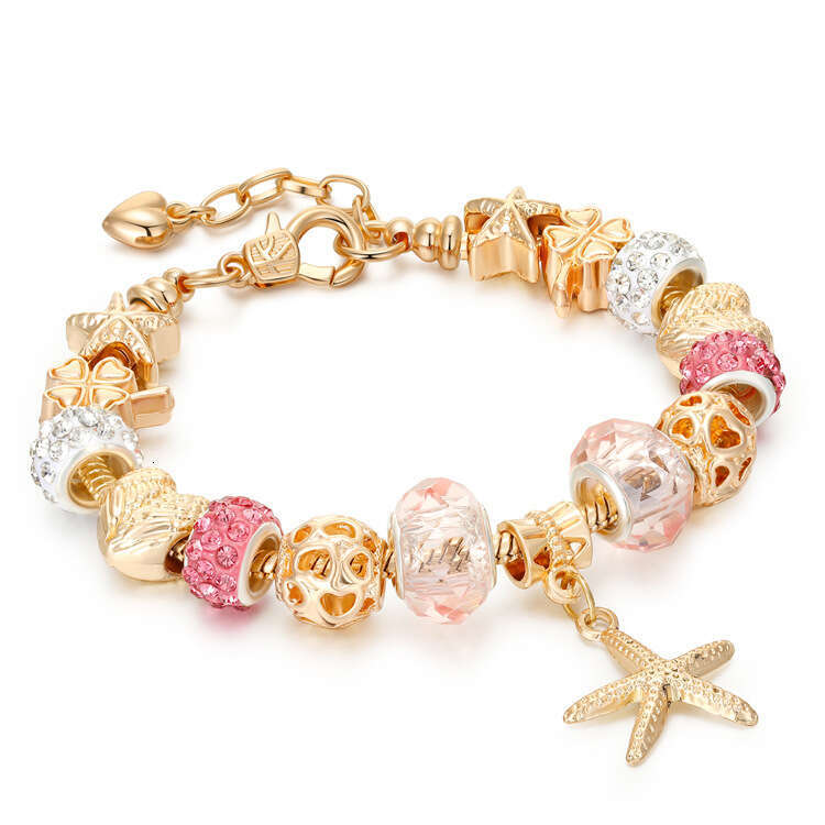 New DIY Alloy Shell Large Hole Gold Bead Bracelet