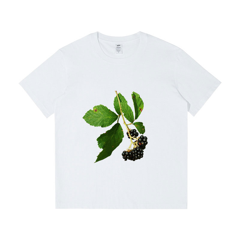 tengyu97 Designer Plant Printed Summer O-neck Short-sleeve Women T-shirts Casual Black White 100% Cotton S M L XL XXL XXXL Oversized Female Tops 2025 