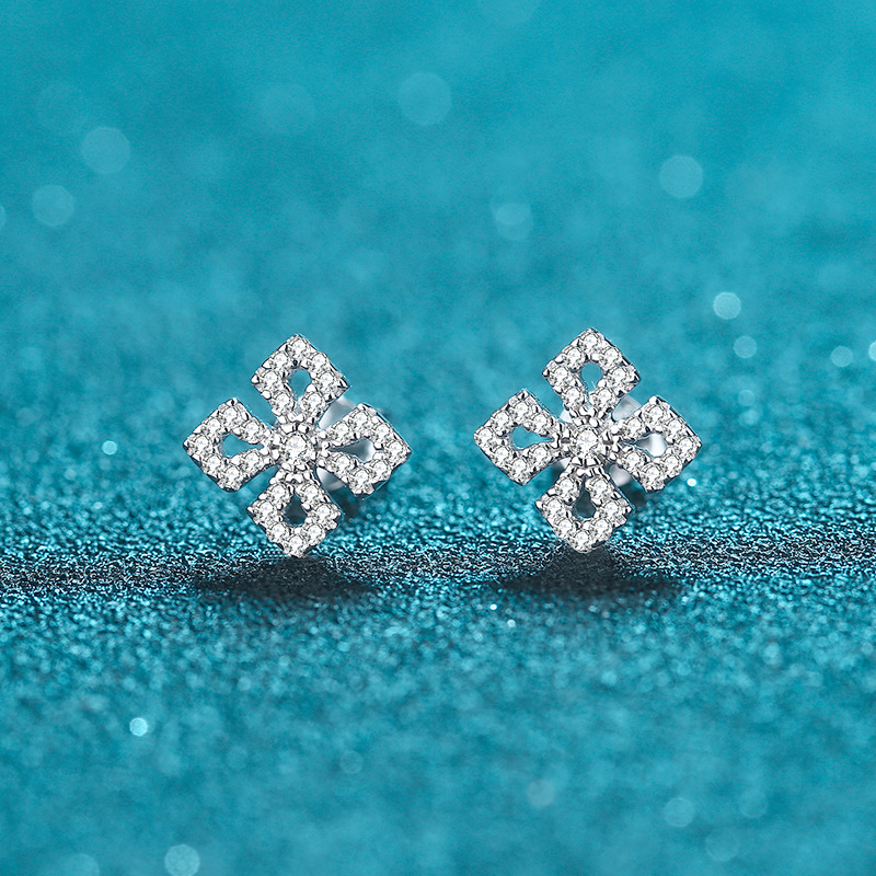 925 Sterling Silver Earrings for Women, 31-Point Moissanite Freshwater Pearl Stud and Drop Earrings, Fashionable Fragmented Stone Design, High-End Jew