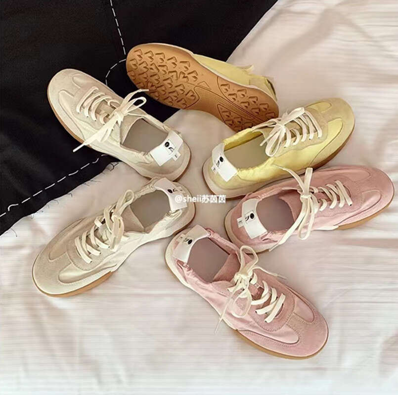 Su Yinyin Same Style Genuine Leather Casual Sports White for Women Autumn New Agan German Training Flat Shoes