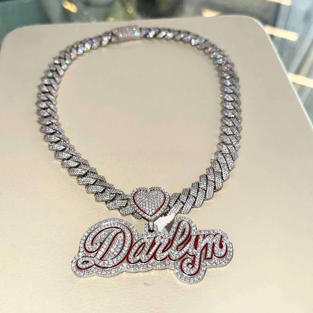 Sterling Sier Cuban Link Iced Out Moissanite Necklace - Hip Hop Pendant Charm, Dia Test Pen, 18mm Rap Chain