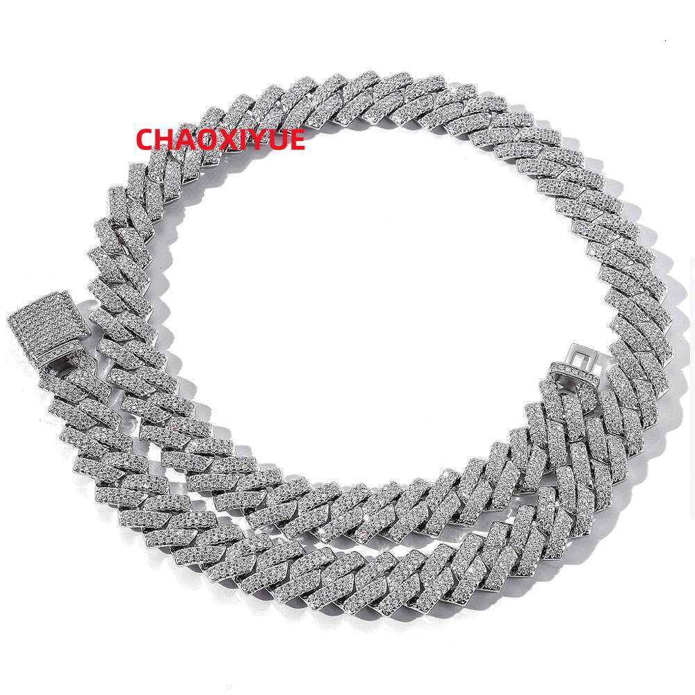 Bling 14k Gold Plated Iced Out Diamond Hip Hop Jewelry VVS Moissanite Necklace Women Cuban Necklace Men Cuban Link Chain