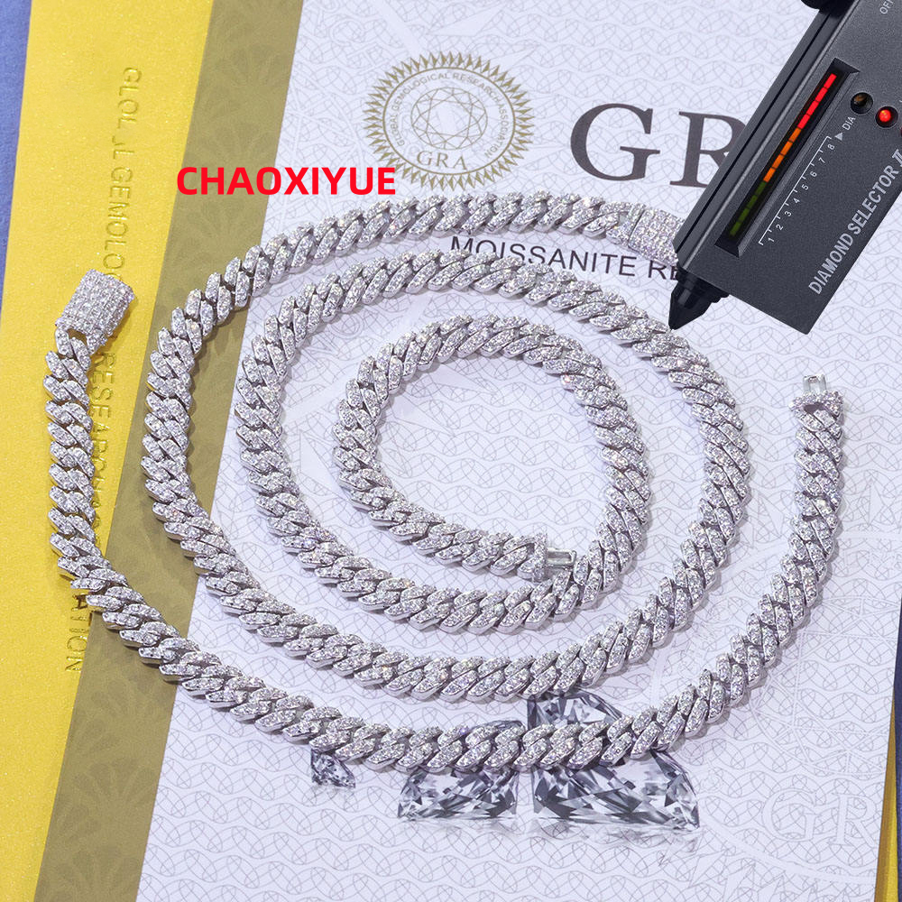 Hight Quality 6MM VVS Moissanite Cuban Link Men Hip Hop Jewelry White Gold 925 Silver Cuban Chain Necklace for Women Gift