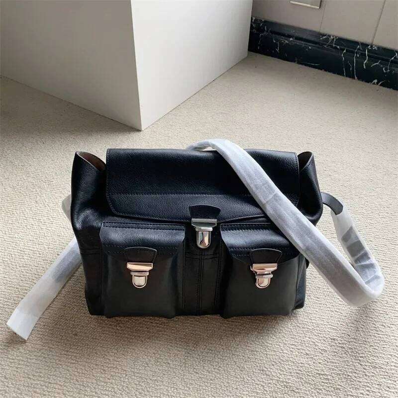 Vegetable Tanned Cowhide Vintage Genuine Leather Shoulder Messenger Bag Designer Unisex Crossbody