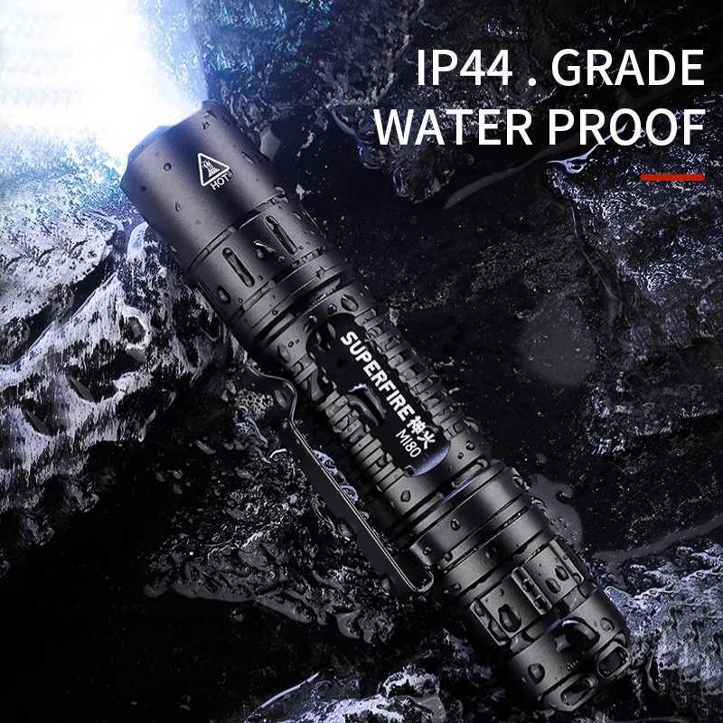 SuperFire MI80 Portable Led Flashlight Super Bright EDC Torch 160M long-range Aluminum alloy Camping Outdoor Fishing LanternXJ250529