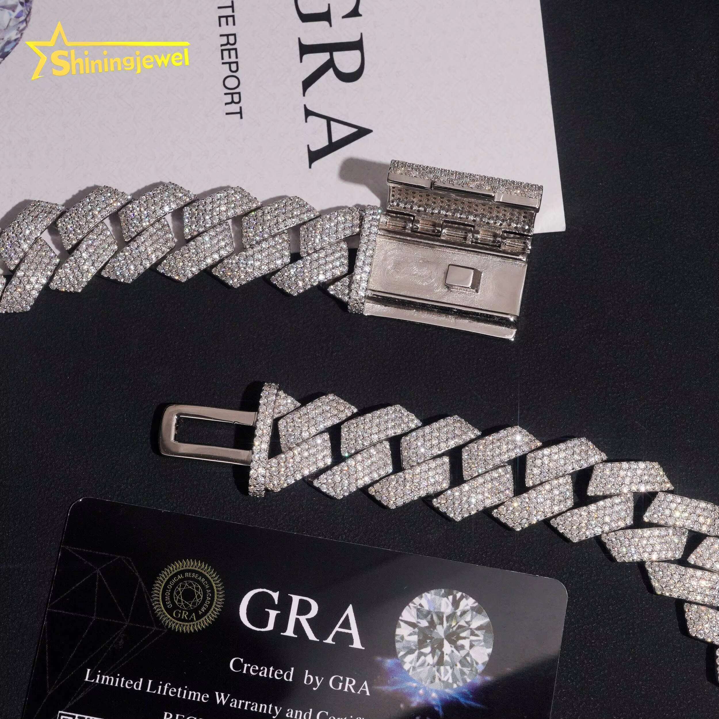 Hip Hop Luxury 18MM 4Rows Cuban Link Moissanite 925 Silver Fashion Jewelry Necklaces Custom Iced Out Cuban Link Chain for Men