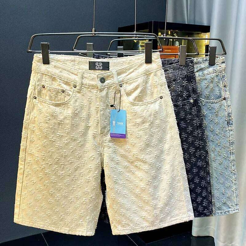Women's Wear Summer Black Washed Denim Men's Jeans Shorts Designer High Street Fashion Loose Firt Straight Leg Male Fifth Pants
