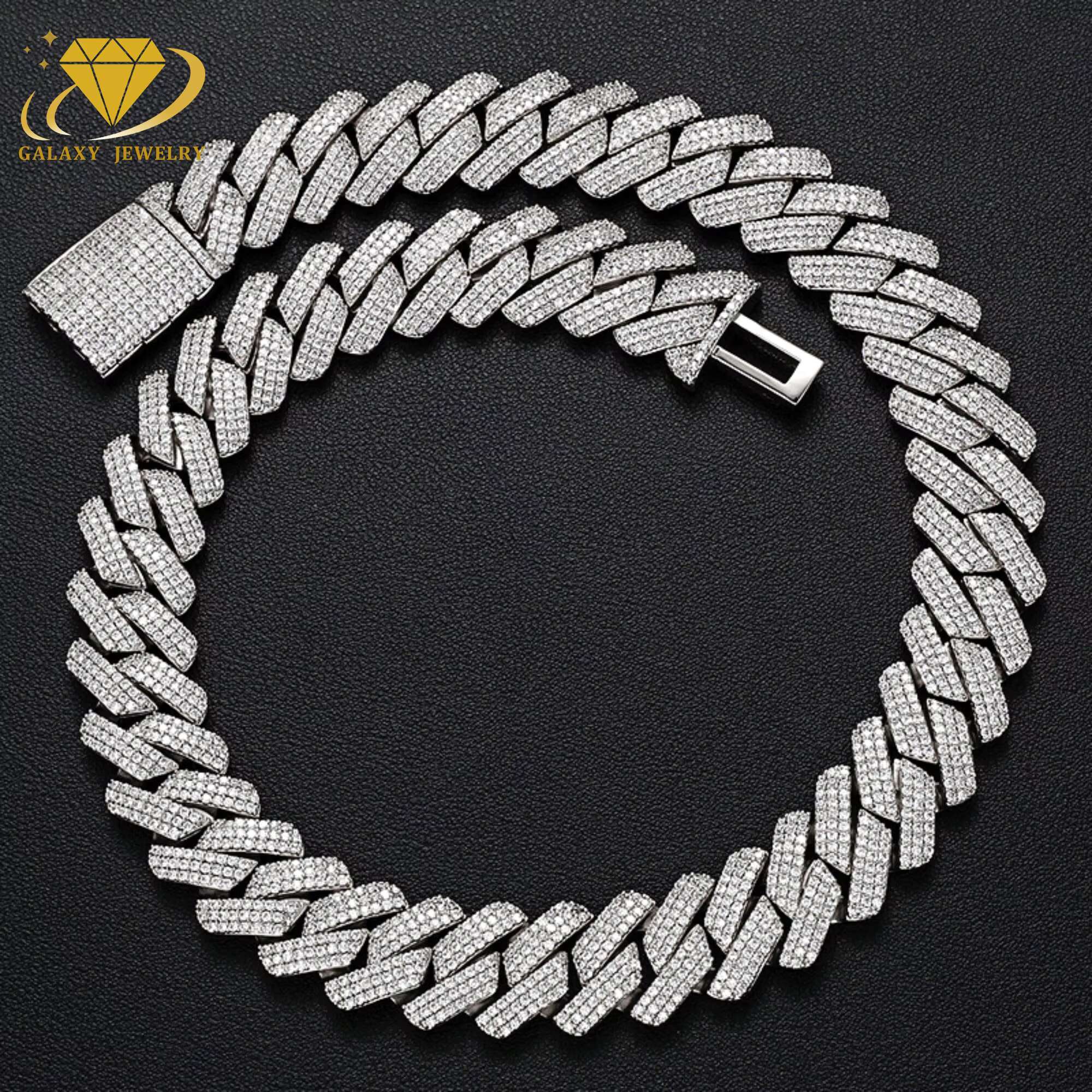Hip Hop Jewelry Cubana 6-20mm 925 Sterling Silver VVS Moissanite Diamond Iced Out Cuban Link Chain Necklace Bracelet for Men