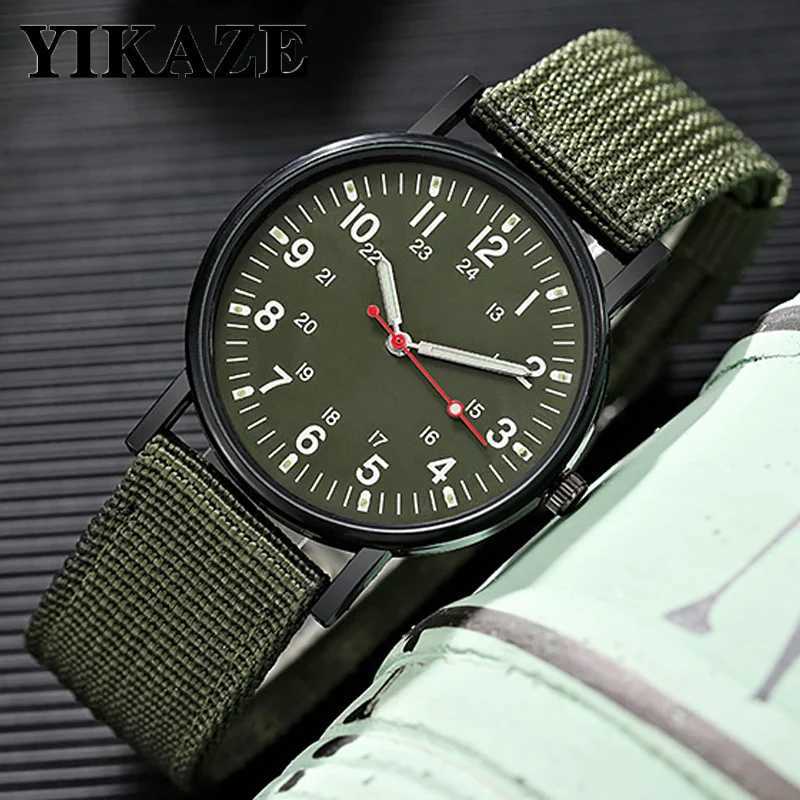 YIKAZE Military Mens Watches Luminous Shock Resistant Men Sports Watches Canvas Strap Simple Outdoor Quartz Wristwatch for man W250529