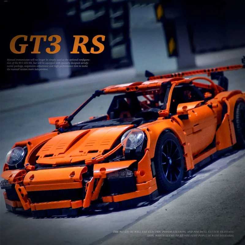 Technical Series 911 GT3 RS Orange Super Sports Car Model Compatible Building Blocks Toy for Kids for Christmas and Birthdays Gifts W250529