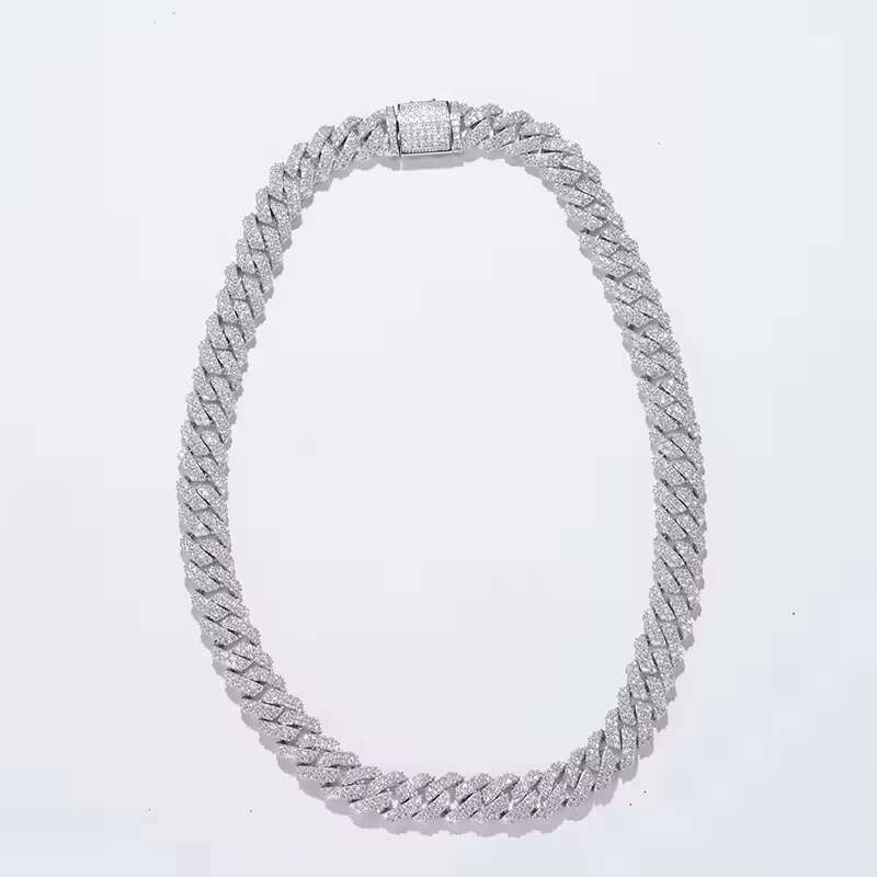 Hip Hop Custom Necklace Jewelry VVS Moissanite Necklace 925 Sterling Sliver Iced Out Cuban Link Chain Necklace Bracelet