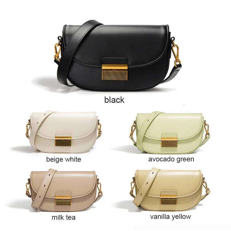 New Lady Cowhide Split Leather Bag Female Underarm Saddle Designer Single Shoulder Crossbody For Women