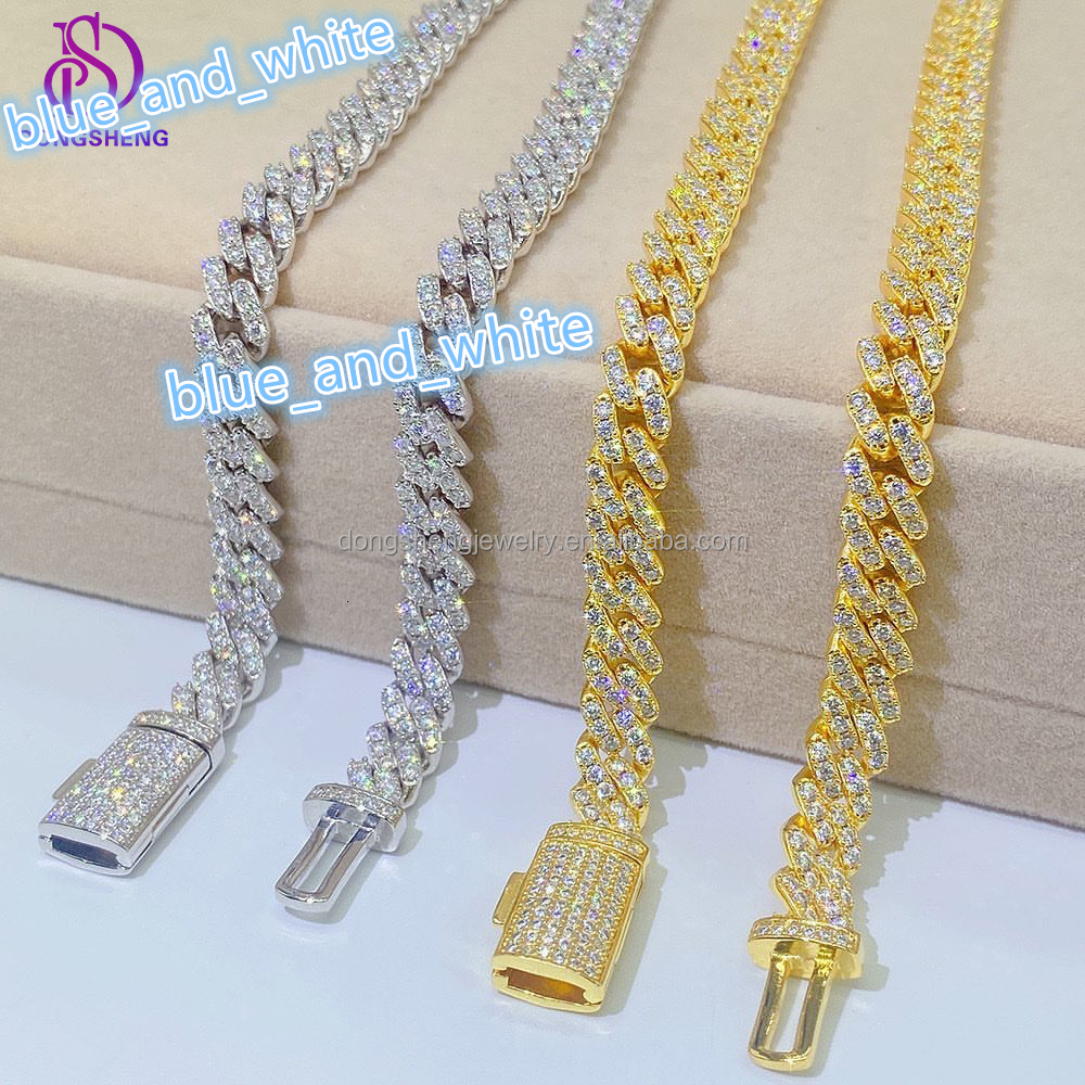 Cuban Chain S925 Silver Custom Length Hip Hop Style Moissanite Cuban Chain Bracelet Fine Jewelry Bracelets Bangles for Gift